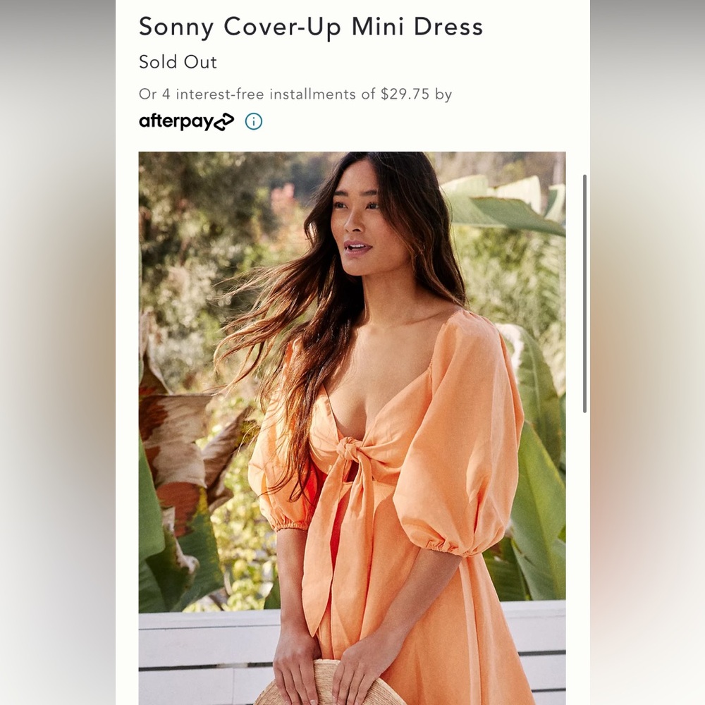 Anthropologie Puff Sleeve Dress Orange Tie-Front